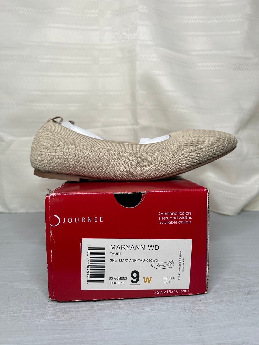 Journee Collection Maryann Knit Ballet Flats Taupe Womens Size 9 Wide
